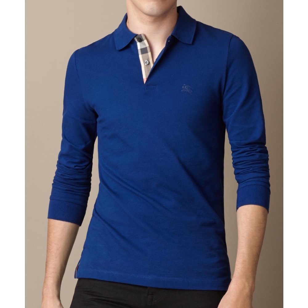 Burberry Long Sleeve Blue Polo Shirt